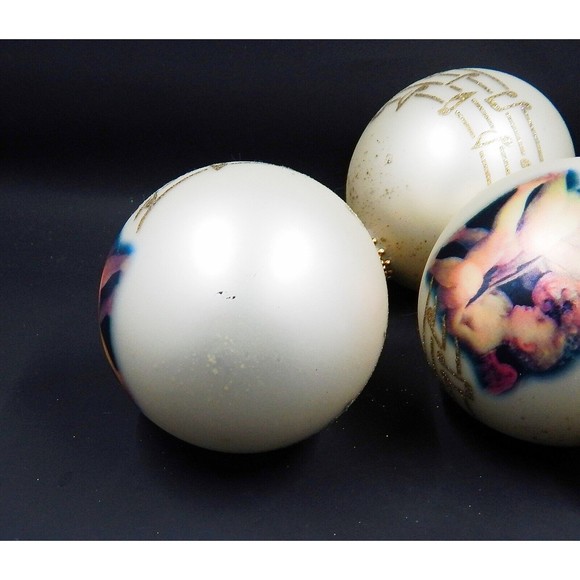 Krebs Gold Glass Ball Ornaments Angels Cherubs Musical Notes 2.5" Set of 4 - Picture 9 of 9